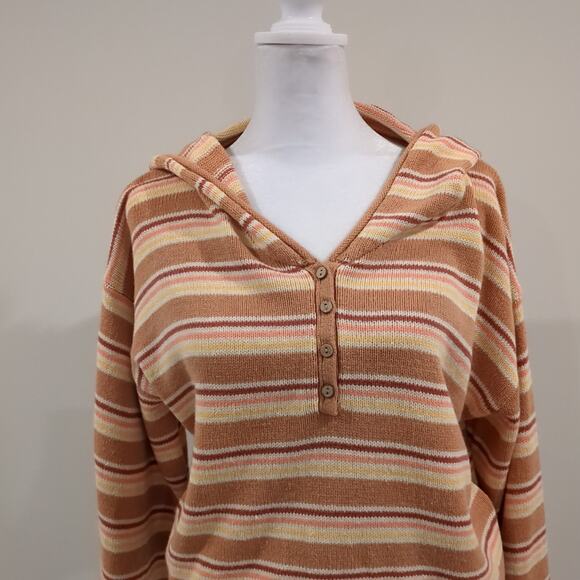 Roxy Side Swipe Striped Whimsigoth Women's M Cropped Sweater Beach - Picture 5 of 16